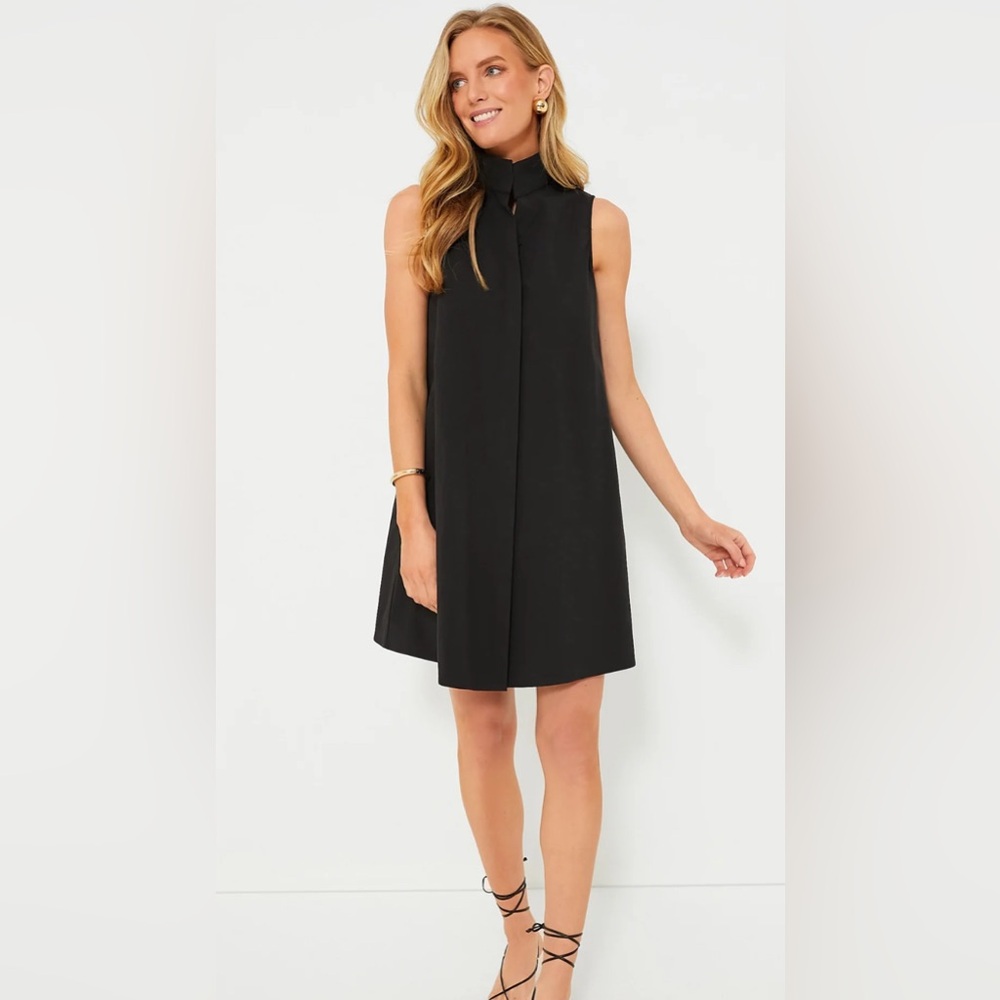 TUCKERNUCK Black Sleeveless Button Front A-Line Charlie Mini Dress Size MEDIUM